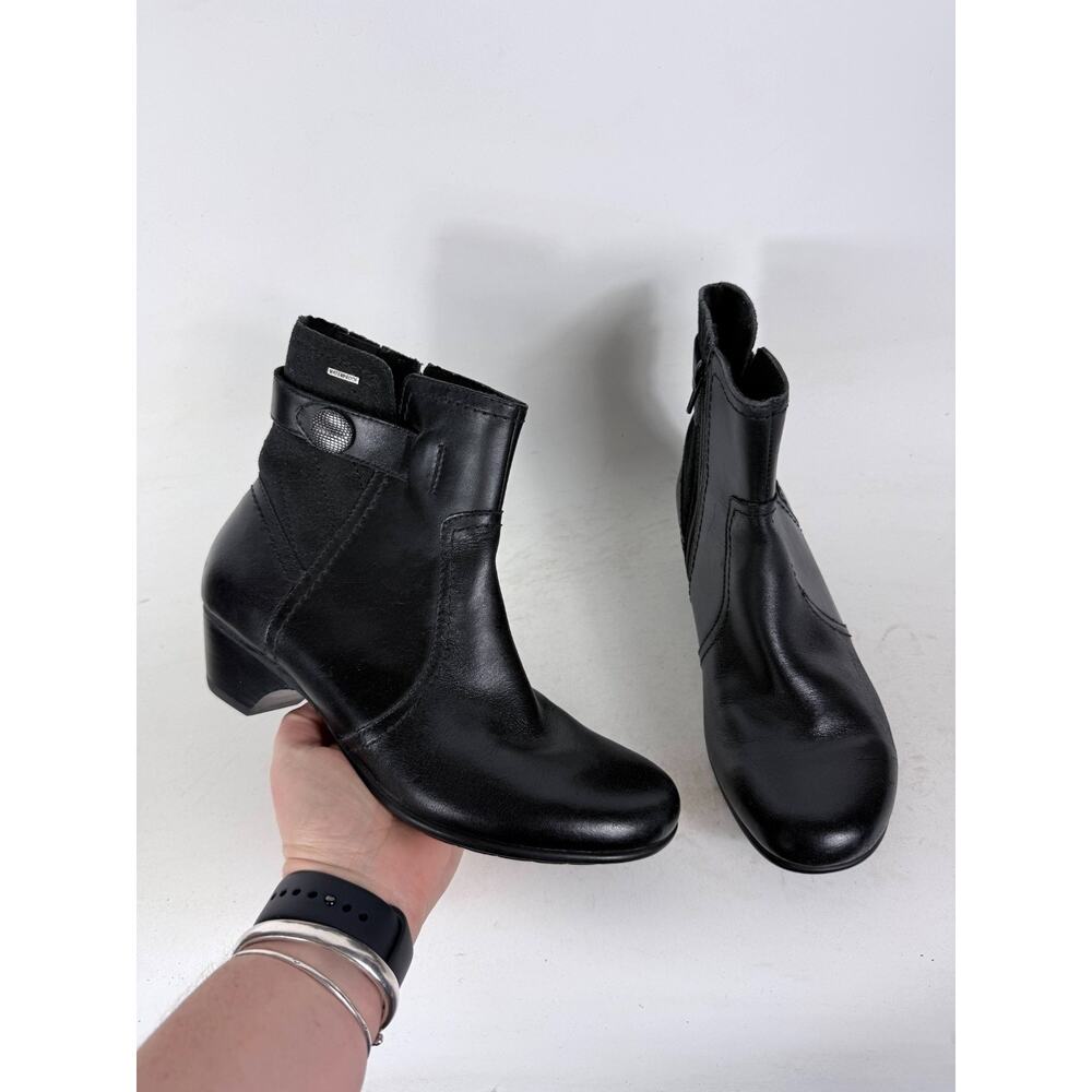 Aravon Patrina-AR Waterproof Bootie Womens 8 Black Leather Snap Side Zip Comfort